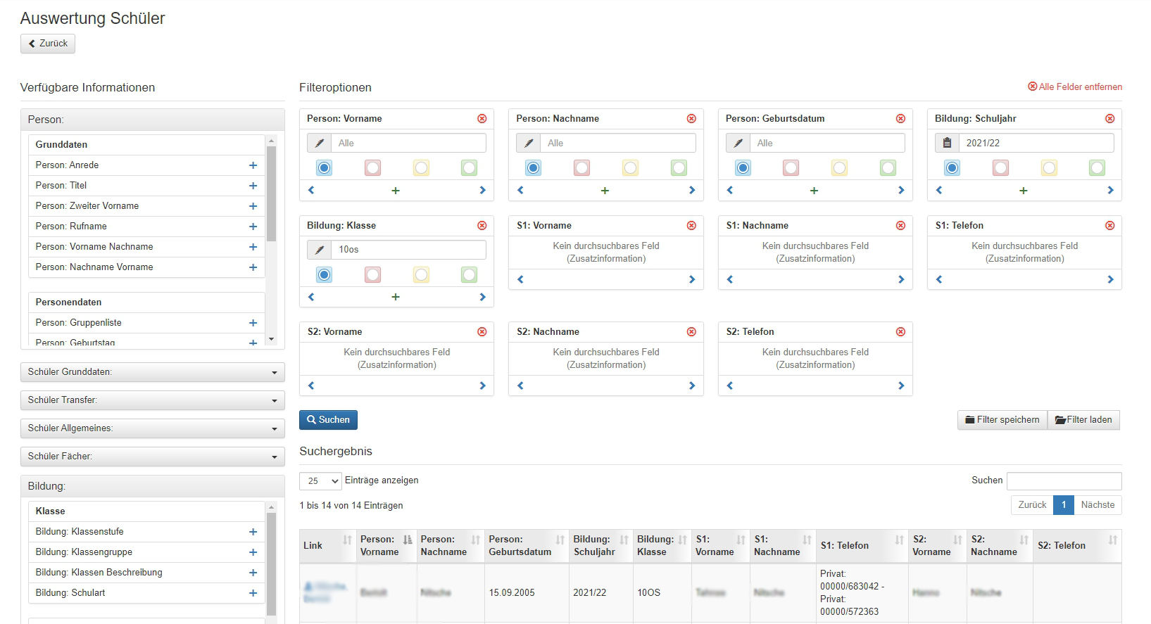 Flexible Auswertung der Stammdaten